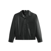 Men's Short Cuban-Collar Leather Jacket